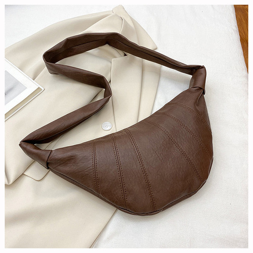 Dumpling bag women's new retro single shoulder crossbody waist bag Korean version simple PU large capacity lem croissant chest bag