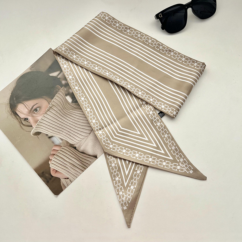 Bufandas de seda de ángulo oblicuo 2025 nuevo bufandas de diamante retrógrado decoración multifuncional de ángulo agudo moda bufandas largas correa de pelo