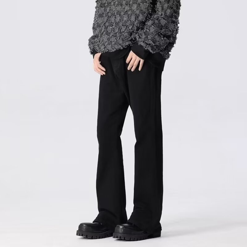 American High Street 2024 primavera y otoño nuevo estilo suelto recto negro casual pantalones largos marca de moda jeans para hombres