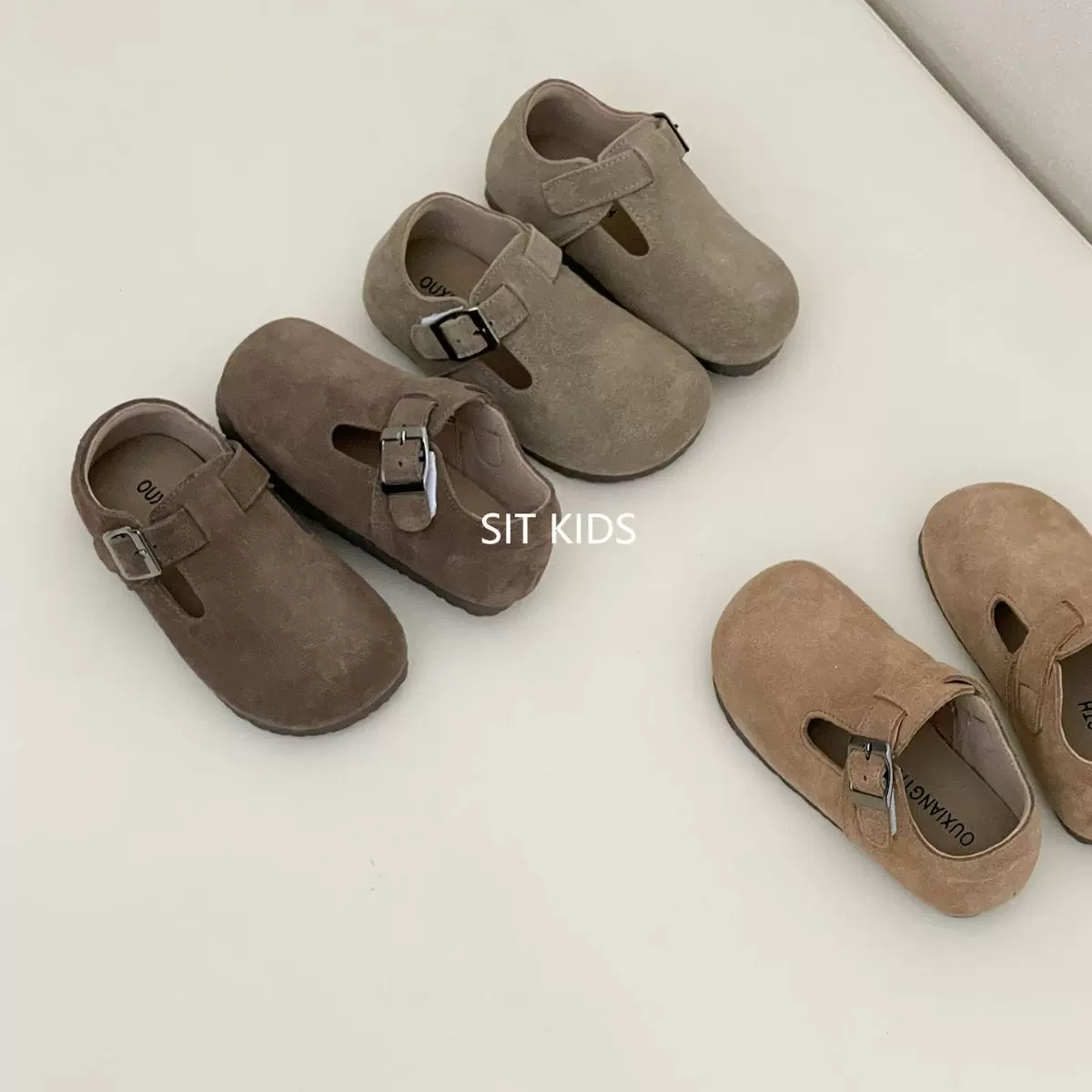 童鞋2025秋冬款 女童公主皮鞋 儿童磨砂真皮勃肯鞋男童单鞋豆豆