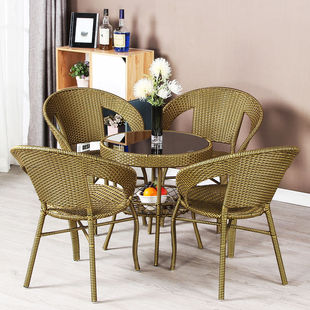 Balcony Table and Chair Rattan Chair Three-Piece Combination Simple Chair Outdoor Leisure Double Small Coffee Table Balcony Leisure Table and Chair