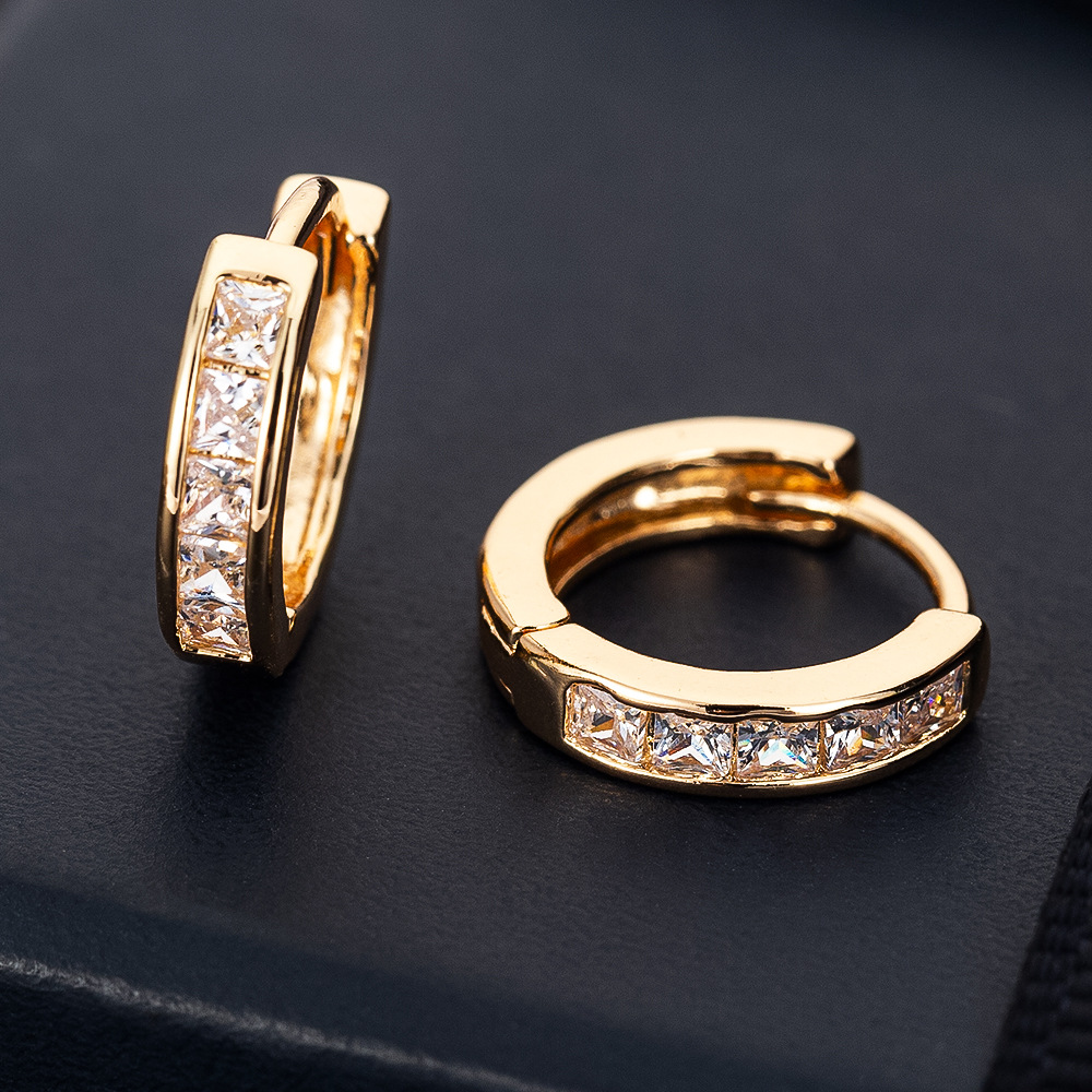 Copper Material 1 Pair Casual Elegant Geometric Copper Zircon Hoop Earrings