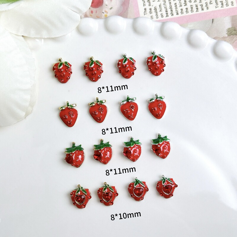 New Alloy Enamel Oil Dripping Strawberry Nail Art Jewelry Exquisite Diamond Strawberry DIY Earrings Pearl Earrings Material New Alloy Enamel Oil Dripping Strawberry Nail Art Jewelry Exquisite Diamond Strawberry DIY Earrings Pearl Earrings Material