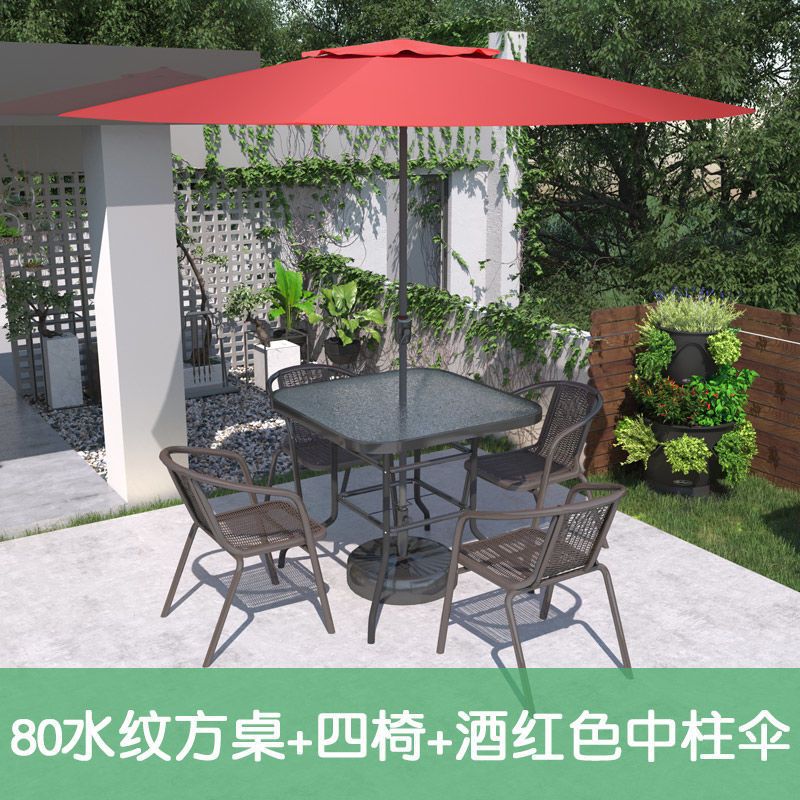 4+80 수형 사각 테이블 + 빨간색 중기우산