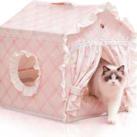 猫窝帐篷四季通用猫咪半封闭式冬季保暖猫窝可拆洗猫房子公主窝