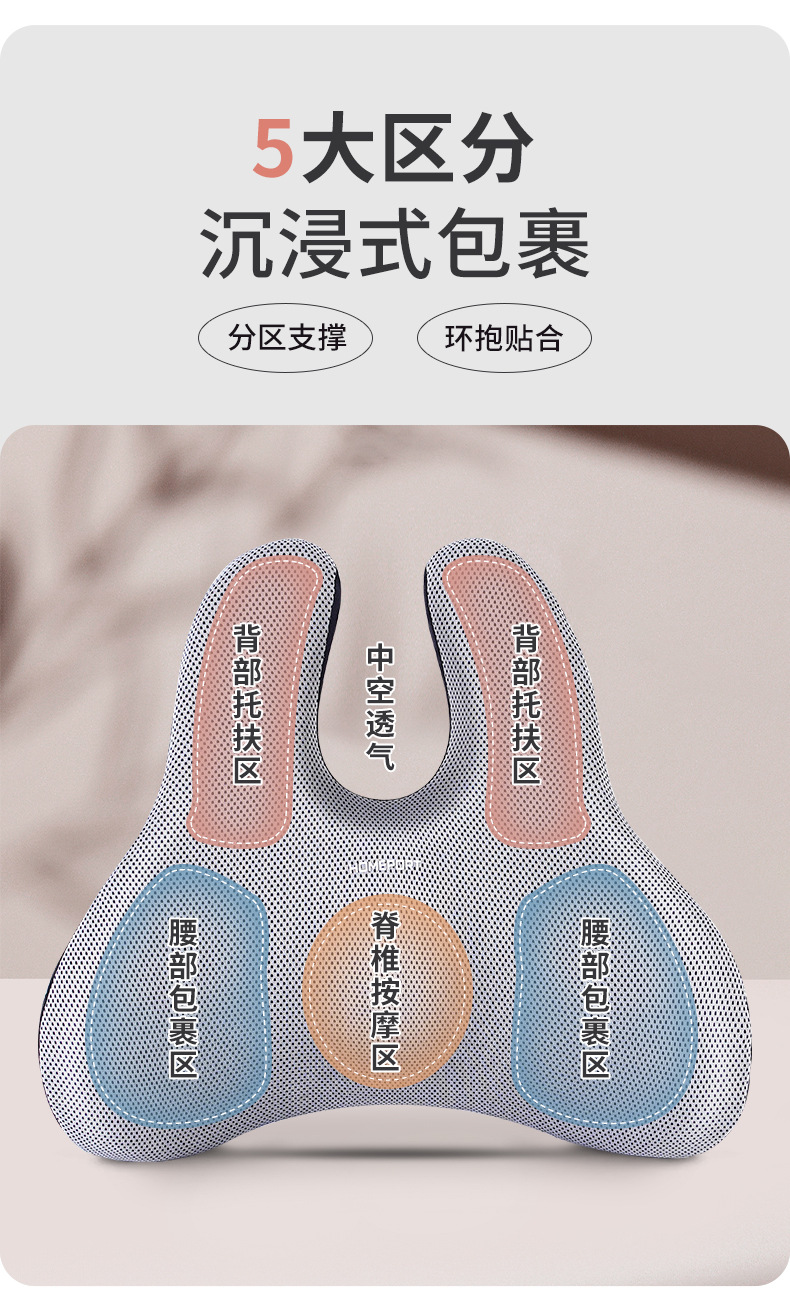 Memory Foam Car Lumbar Support 3D Rabbit Ears Car Lumbar Cushion Driver's Waist Support