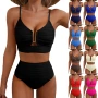新款高腰跨境聚拢比基尼