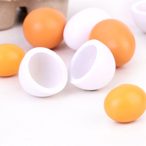 Wood products manufacturer direct sales simulated eggs and duck eggs set of 6 boxes 0.2 children's play house wooden toy egg