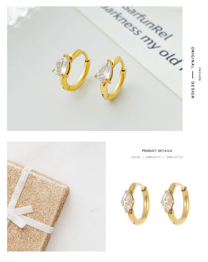 Fashion Geometric Stainless Steel Plating Rhinestones Earrings 1 Pair