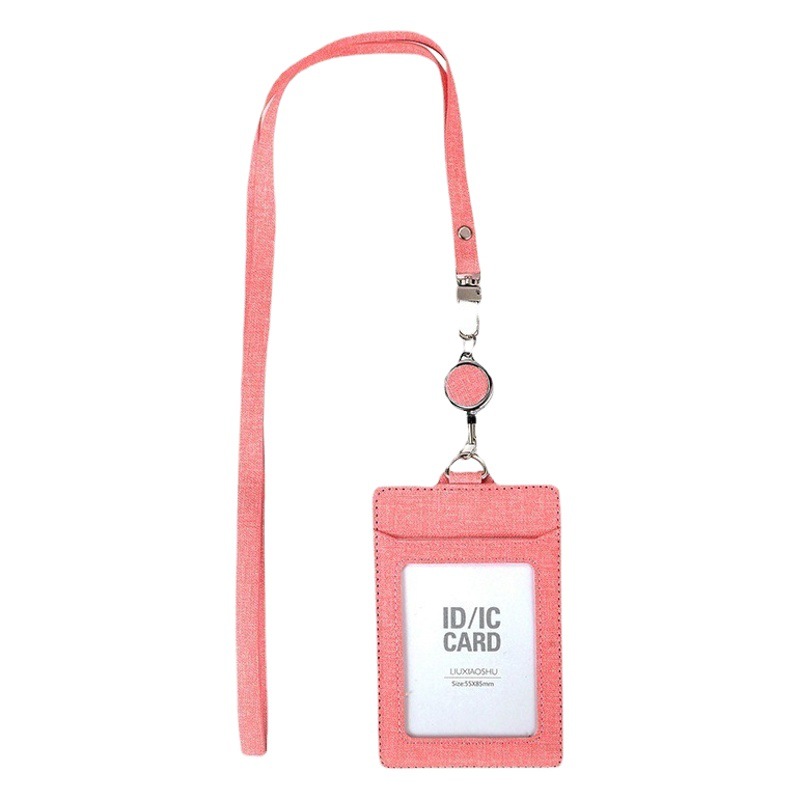 Porta Tarjetas de Tela con Cordón Retráctil para Identificación, Tarjeta de Trabajo, Tarjeta de Empleado, Ranuras Dobles para Tarjetas, Porta Tarjetas de Invitados con Hebilla Deslizante.