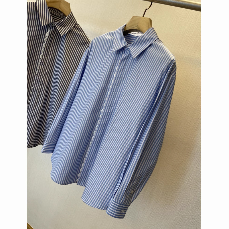 R single factory out! Great quality, fashionable design sense striped lace loose temperament commuter shirt women's spring R single factory out! Great quality, fashionable design sense striped lace loose temperament commuter shirt women's spring