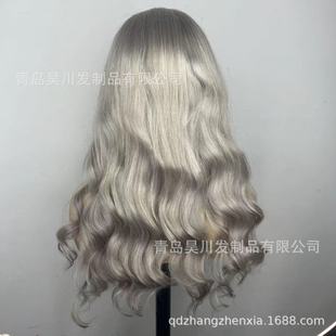 Custom 13*6 front lace headgear HD Swiss net full hand woven hand hook hair set silver gray 13*4 half mechanism headgear