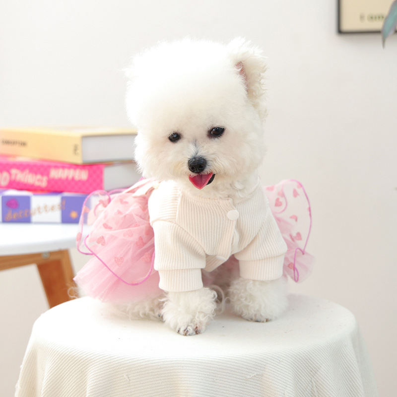 宠物衣服秋冬新款小型犬幼犬快乐狗猫保暖舒适安妮公主婚纱|undefined