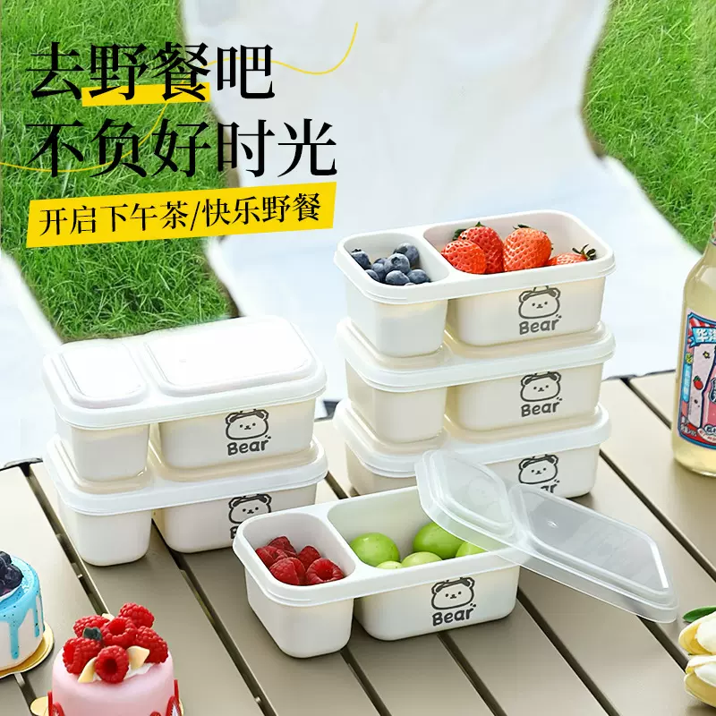 户外水果野餐盒食品级ins高颜值大容量露营冰箱分格保鲜盒带盖