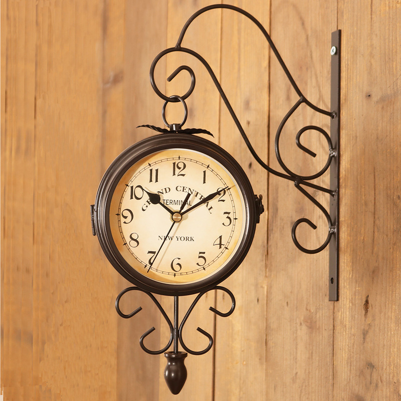 Cross-border Classical European Style Creative Fashion Double-Sided Wall Clock Wholesale for Cafes and Bars Decoration Double-Sided Wall Clock