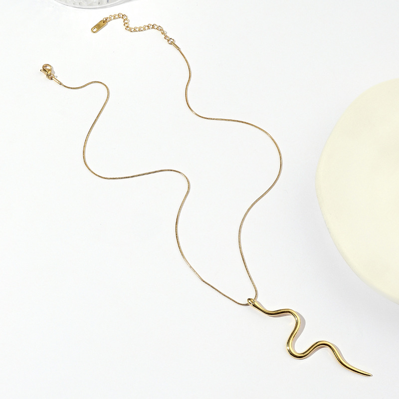 Rustfritt stål smykker, enkelt og personlig slangeformet halskjede, oljetrykk titan stål temperament anheng_voghion.com