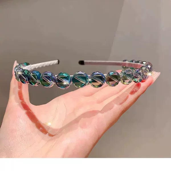 Blue High-End Round Glass Crystal Hairband for Women, Fairy-Style Versatile Hair Accessory Wholesale