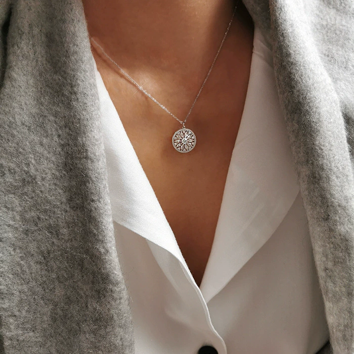 Small design retro necklace, pendant, chain for key bag , silver 925 sample, Japanese and Korean, light luxury style