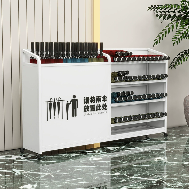 Umbrella with umbrella holder, capacious storage system for commercial use