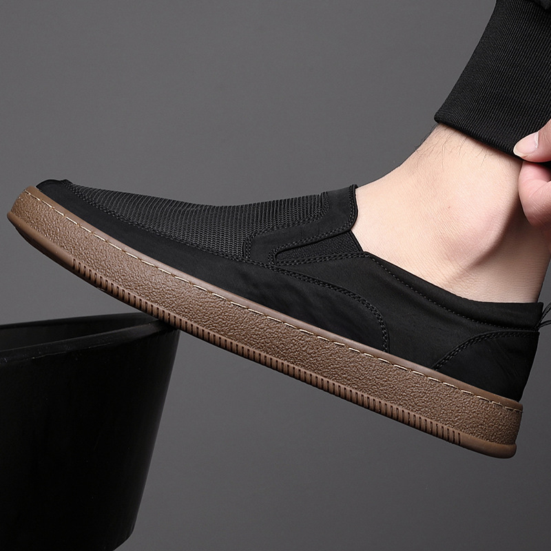 Old Beijing Canvas Shoes Men's Shoes Spring and Summer Breathable Casual Slip-On Lazy Sneakers Men's Low-Top New Cloth Shoes