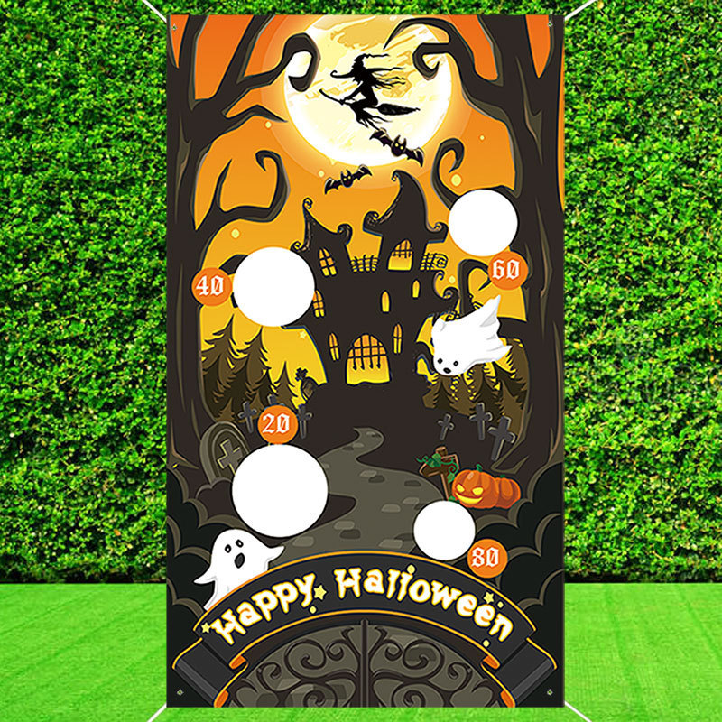 Amazonの新しいハロウィーンサンドバッグフラグ投げ小道具バナーサンドバッグゲーム吊り下げ旗フラグサポート画像|undefined