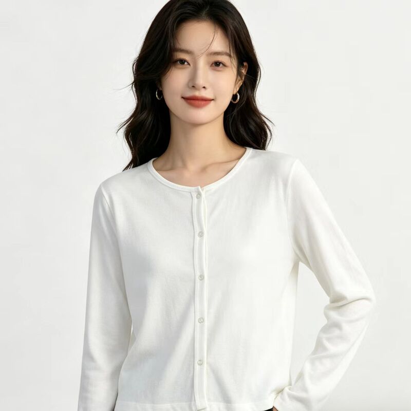 Mgyg2715 Fashionable New Style Women's Round Neck Long-Sleeved Simple and Elegant Casual Jacket