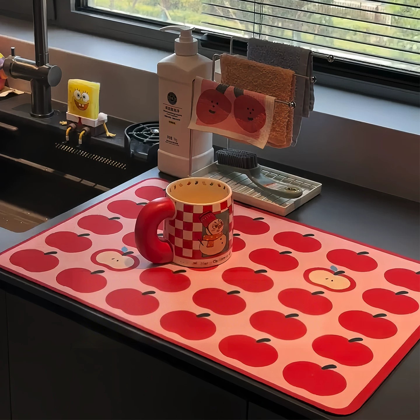 Cute Kitchen Draining Mat, Countertop Draining Mat, Dishwashing Sink Coaster, Special Diatomaceous Earth Absorbent Mat, Quick-Drying Anti-Scald Mat