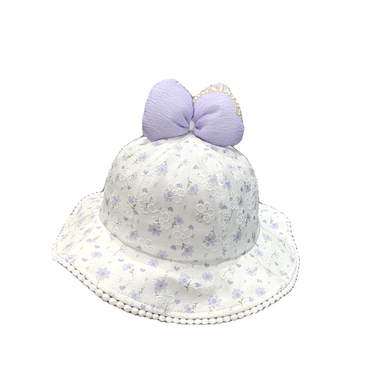 Sombreros para bebés primavera y otoño sombrero de pescador bebés arco princesa encaje sombrero de sombrero para niñas fuera sombrero protector solar