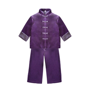 Baby's Autumn New Chinese Velvet Jacket Children's suit Chinese Style Button Purple Placket Tang Dress Loose Pants
