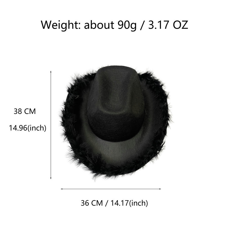 Sombrero vaquero blanco con plumas — estilo oeste, no tejido, ideal para fiestas, escenarios o despedidas de soltero