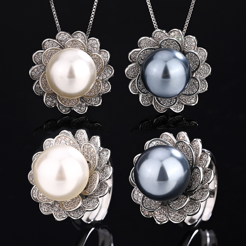 2024 nuevo estilo Zhuang Shengsheng joyería fondo de cobre chapado en perlas moda retro traje de loto mujer 14mm