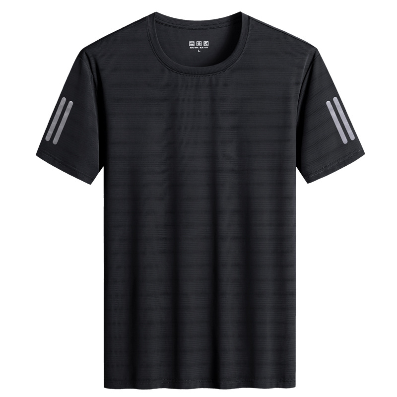 Nueva camiseta de secado rápido de seda de hielo para hombre verano deportes al aire libre manga corta paso redondo que absorbe el sudor transpirable talla grande ropa de secado rápido al por mayor
