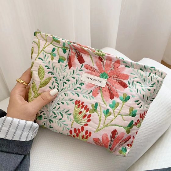 Ins Small Fresh and Large Capacity Cosmetic Bag Foreign Trade Cross-border Portable Skin Care Storage Bag Wash Bag Clutch Bag