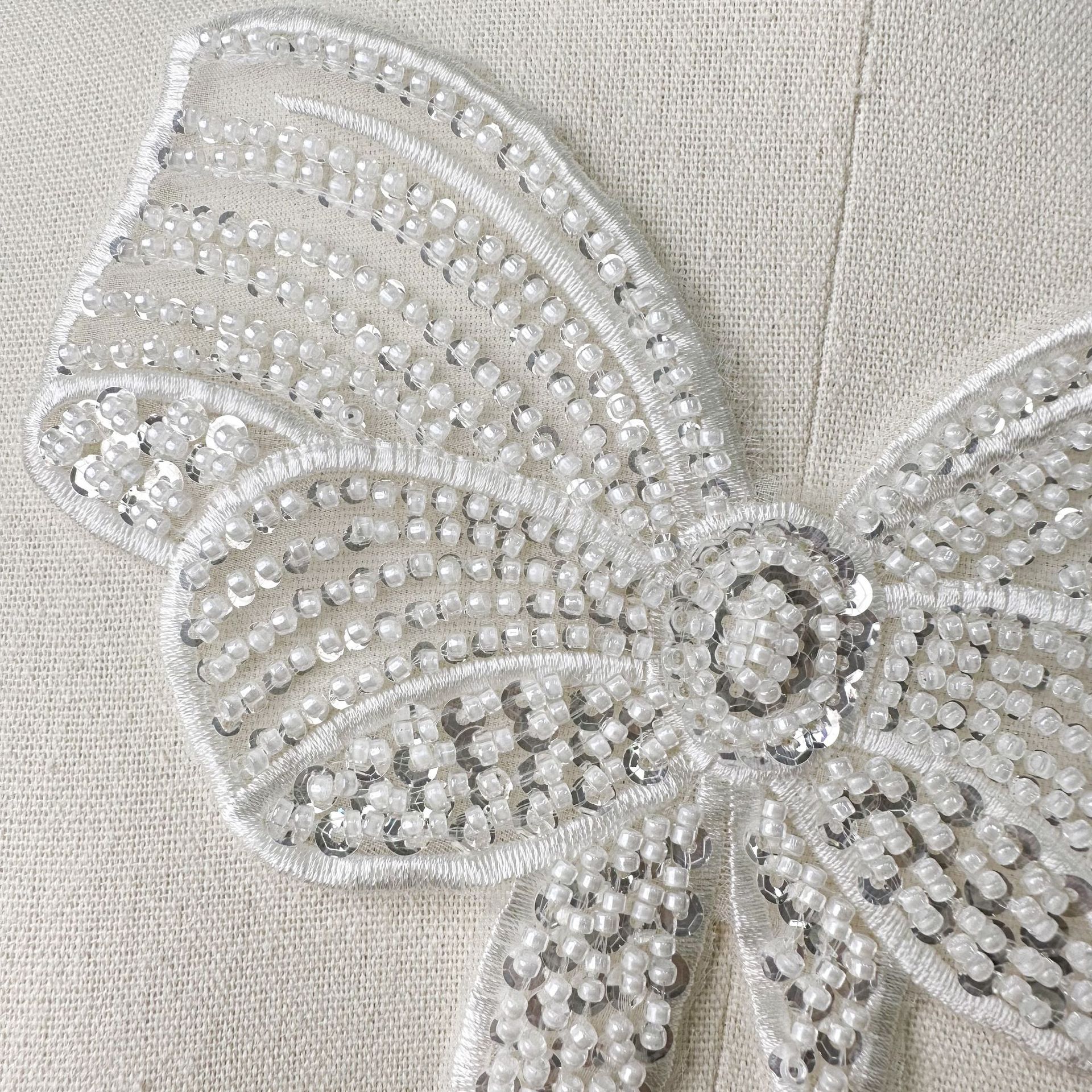 Arco de mariposa sequinilla perlas bordadas accesorios vestidos de boda ropa ropa de niños accesorios de encaje