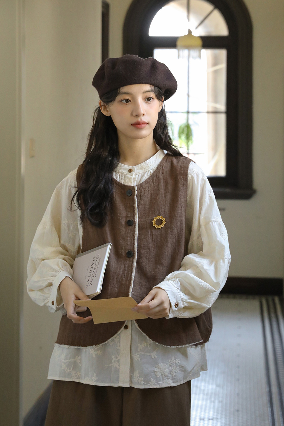 Real Shot: Japanese-style Design, Elaborate Embroidery, Pure Cotton Women's Shirt, Spring French Vintage High-end Shirt_ecoleips.com