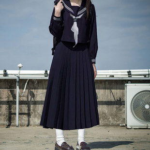Orthodox Bad jk Uniform Skirt Genuine Summer Japanese Cyan Three Academic Style Short Sleeve Sailor Suit Middle Suit
