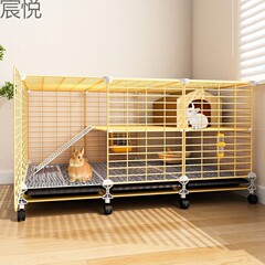 ウサギのかごの家庭用特大サイズの二階のプラットフォームのフルセットのウサギの巣はトイレの小さい別荘の室内で専用の大きい空間を養います。