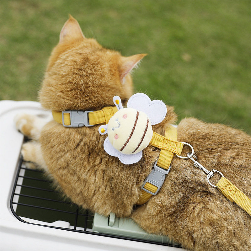 Little Bee 猫牽引ロープ I 字型抗脱走猫リード インターネット有名人の調節可能なハーネス猫リード|undefined