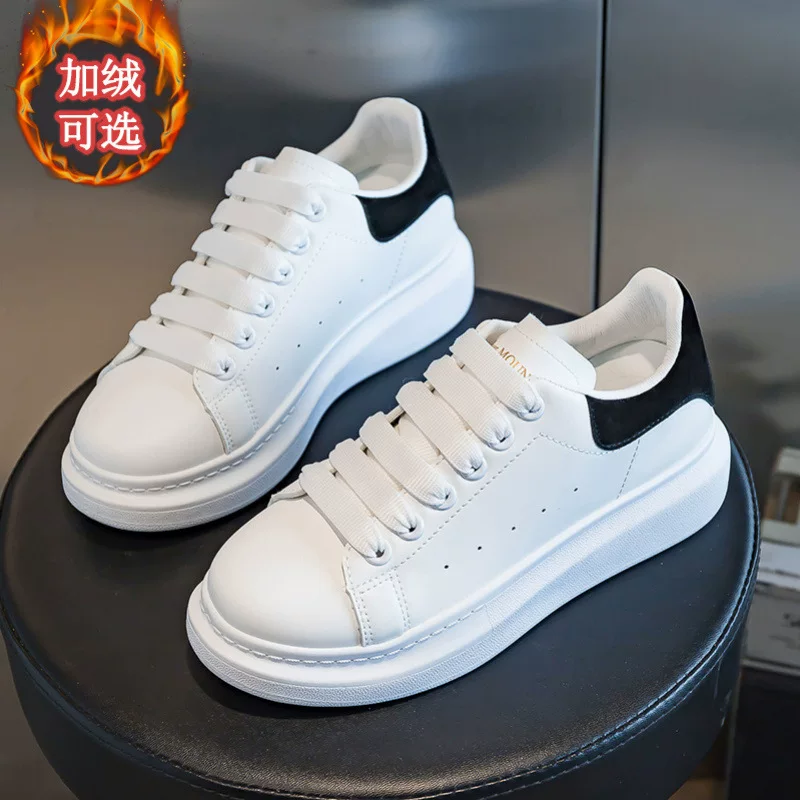 White shoes, footwear, universal breathable sneakers platform for leisure, trend of season, Korean style