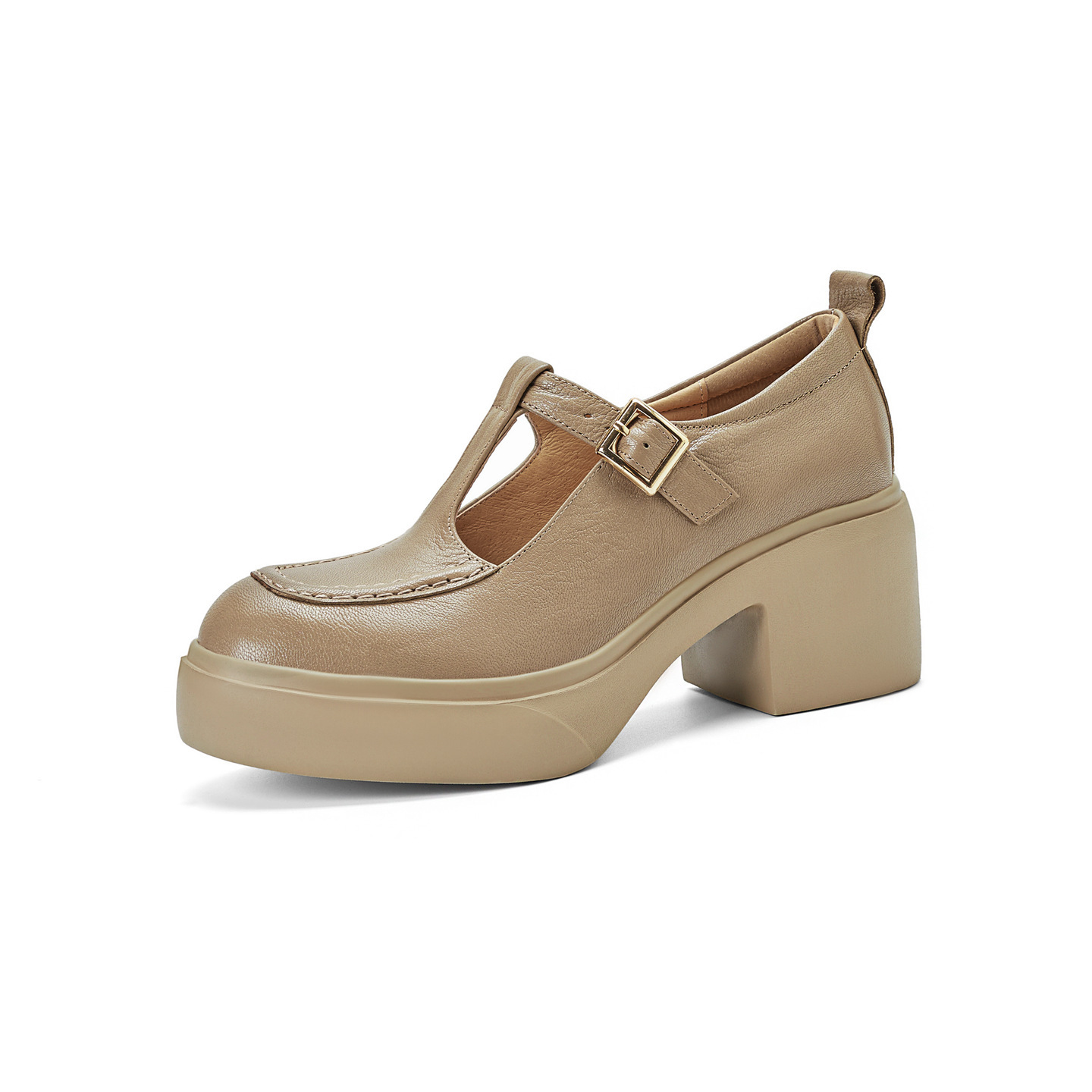 Giày Mary Jane nữ da cừu đế dày gót vuông 6,5 cm quai ngang khóa — đen chi tiết 13