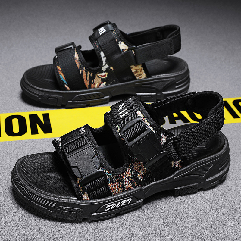 Verano transpirable juveniles sandalias casuales versátiles viajes de playa hebilla zapatos de playa hombre