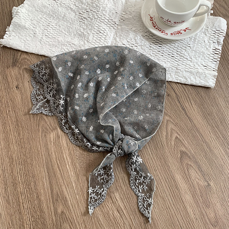 Bufanda triangular babero mujer primavera y verano nuevo estilo encaje borde floral cuello bufanda bufanda diadema pastoral femenina tocado accesorios para el cabello