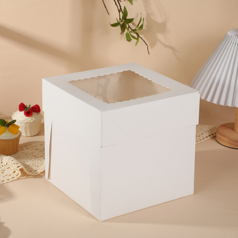 現品白カード天地蓋紙箱開窓透明ケーキ箱パン洋菓子焙煎包装箱cake box|undefined
