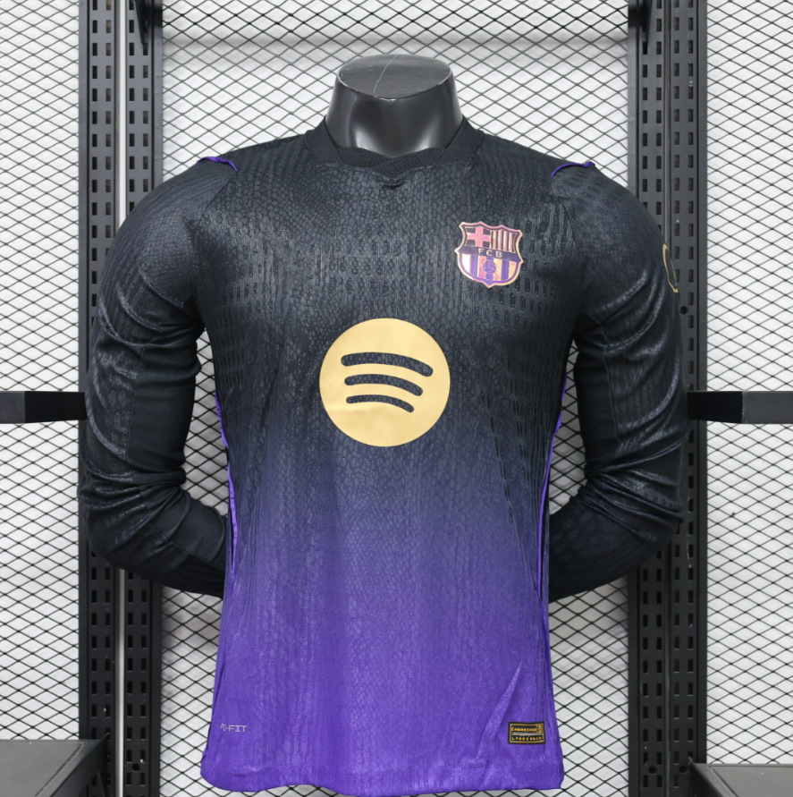 Nike x FC Barcelona 2024/25 Away Player Version Long-Sleeve Jersey Black Purple
