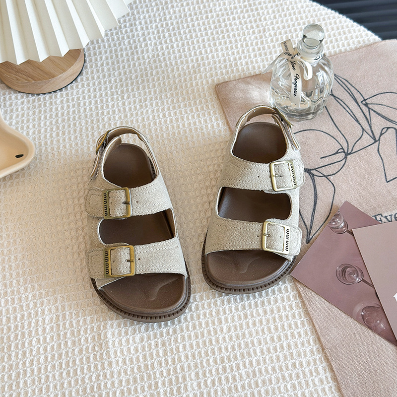 Zapatos romanos para niñas primavera y otoño 2026 nuevas sandalias de velcro de botellas de bot