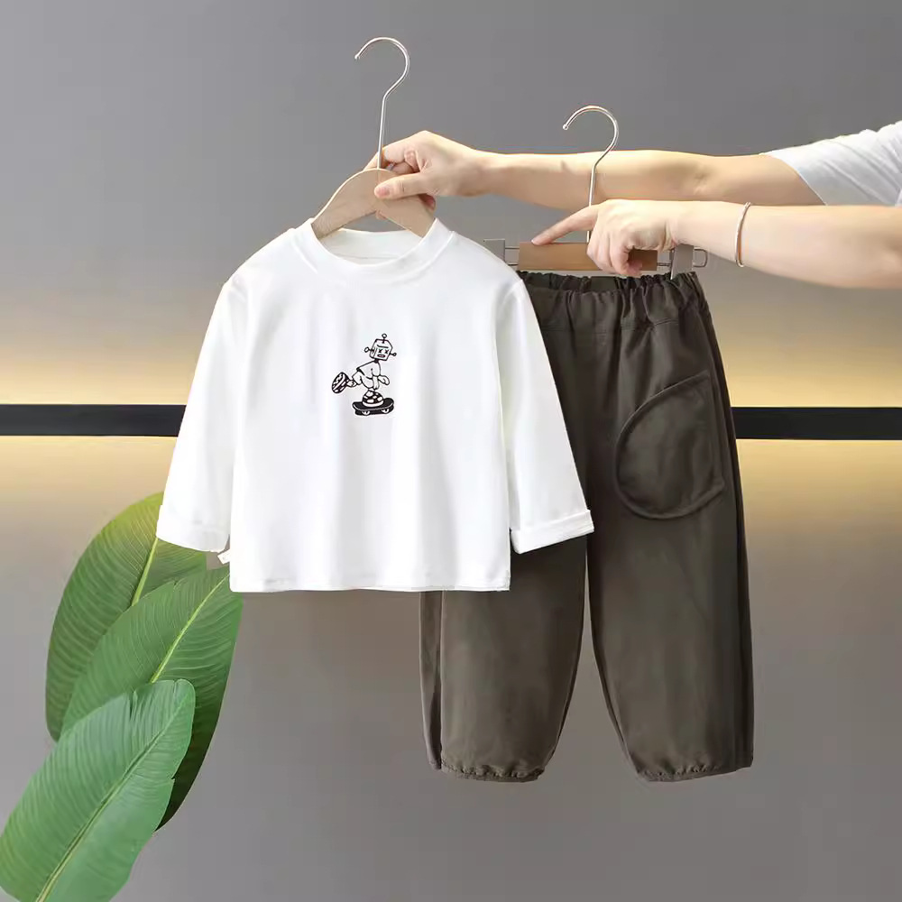 6144 Traje de otoño para niños 2025 Nuevo bebé Primavera y otoño Camisa casual coreana para niños Chaqueta de tres piezas