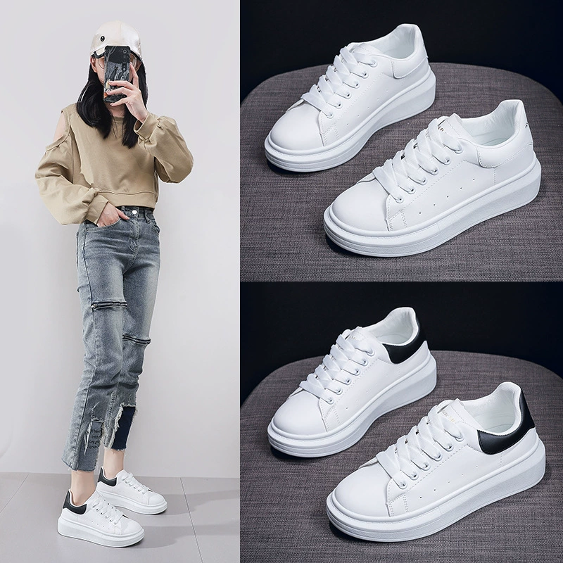 Маленькие белые туфли Женская пара Студенческая корейская версия 2024 Весенние и осенние женские туфли увеличены