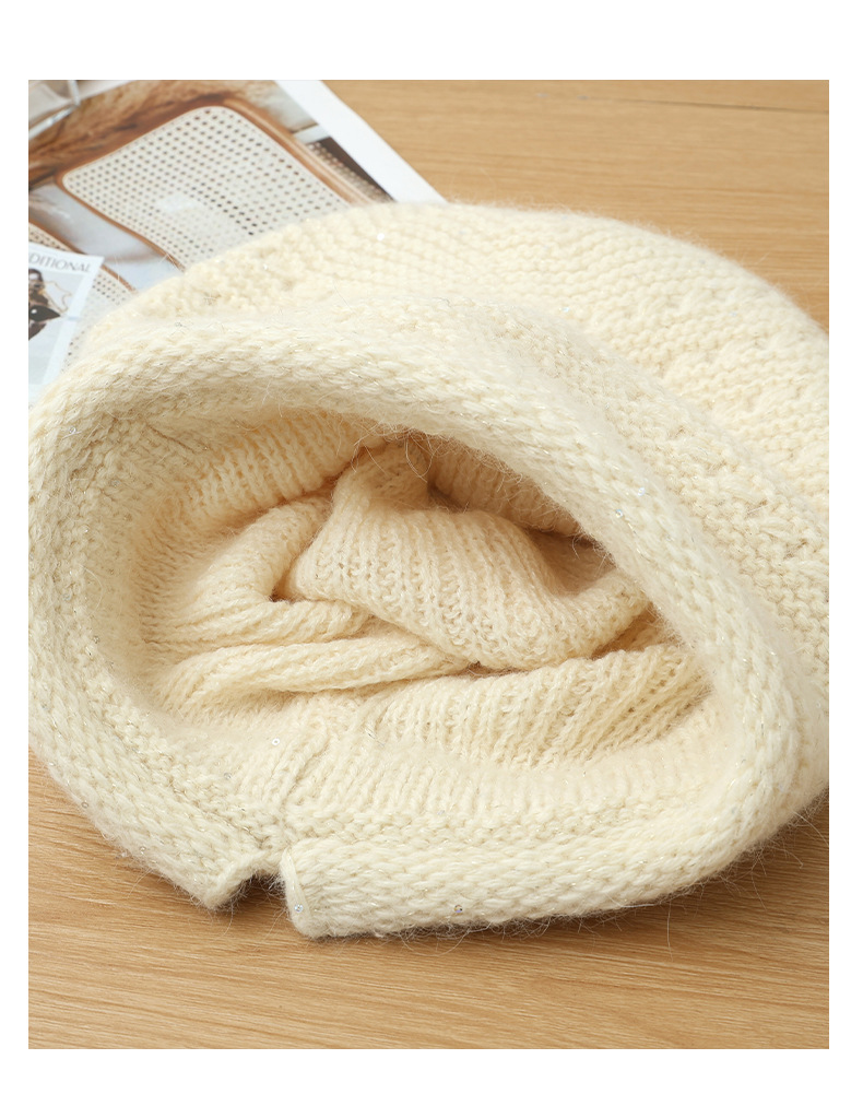 Autumn Winter Women Fashion Versatile Knitted Solid Color Head Wrap Warm Thickened Fleece Yarn Mom Hat_voghion.com