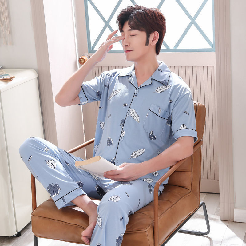 Pijamas de verano de los hombres pantalones de manga corta de algodón Delgado de los hombres de verano casual más el tamaño de media manga homewear traje