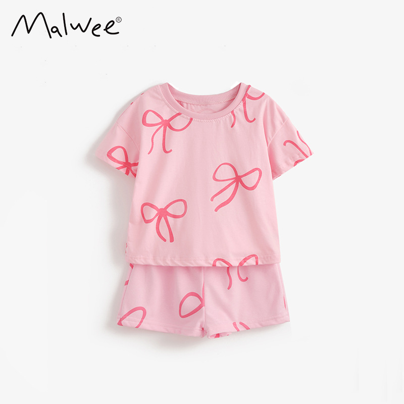 Malwee transfronterizo niñas dos piezas set de verano nuevo encantador conjunto de impresión de aire extranjero para niños europeos y estadounidenses